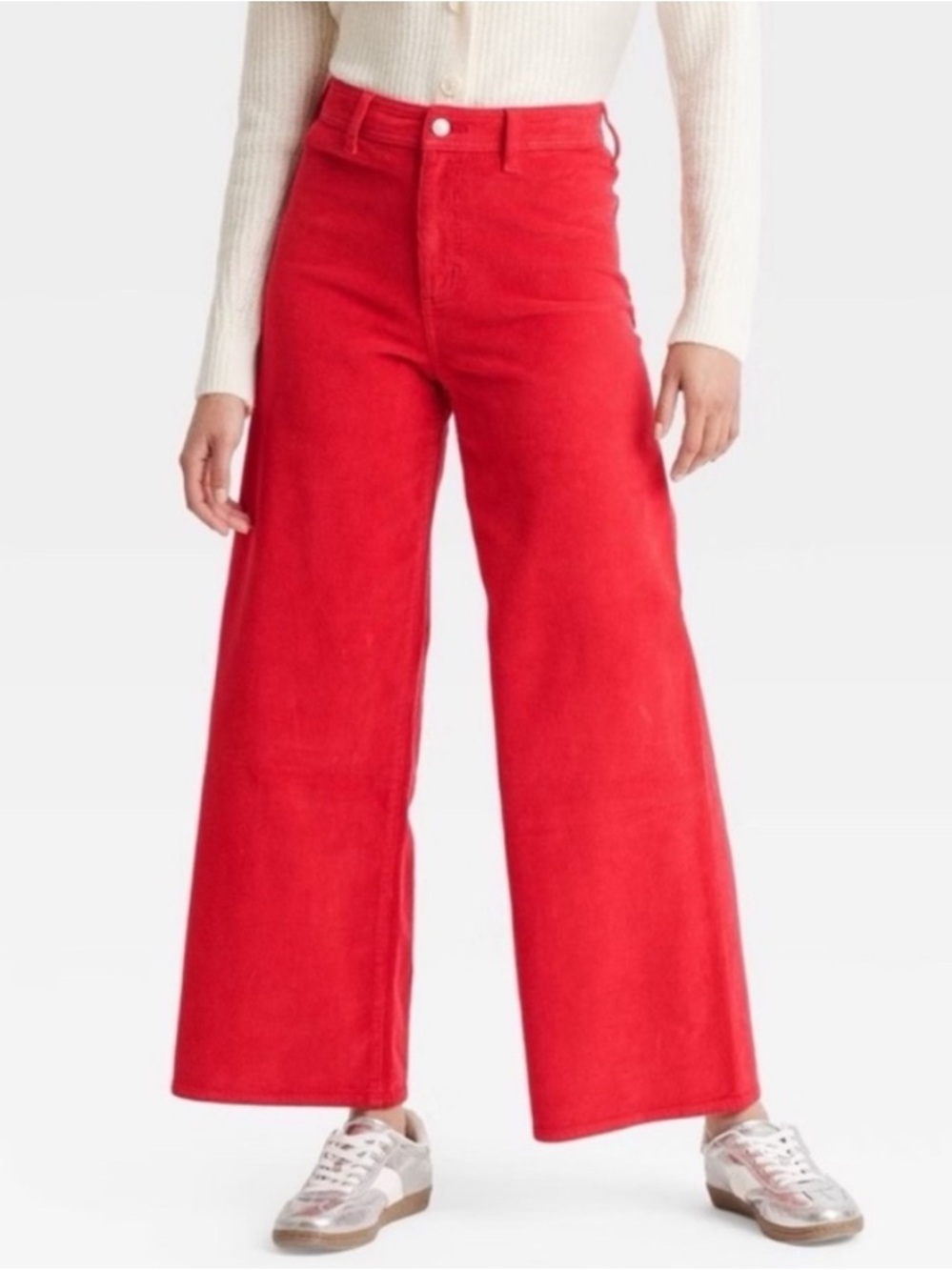 Universal Thread Red Corduroy High Rise Sailor Wide Leg Pants NWT